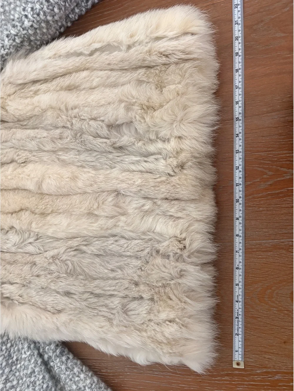 Natural Blue Fox Cream Fur Knit Removable Sleeve Vest Jacket Small